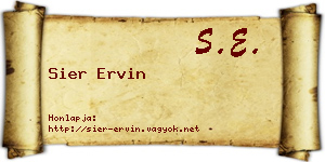 Sier Ervin névjegykártya